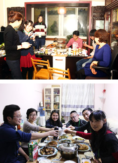 人民中国雑誌社スタッフの家庭を訪問、手料理を食べる\(^o^)/
