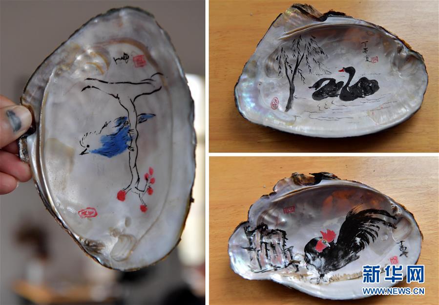 小中学生の発想力を養う　地元の特産を生かした民間アート「貝絵」　江西省